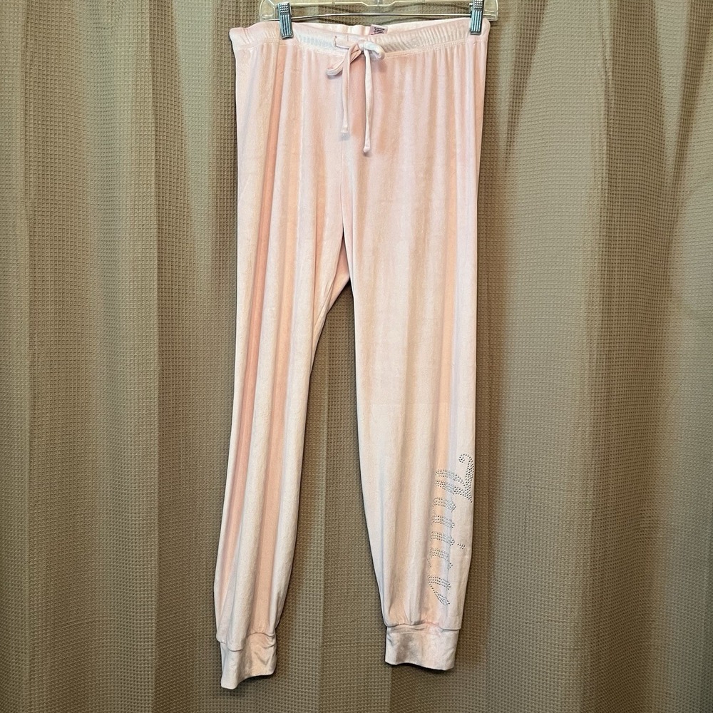 Juicy Couture Y2K Sleepwear Joggers Women M Pink Velour Sweatpants Rhinestone